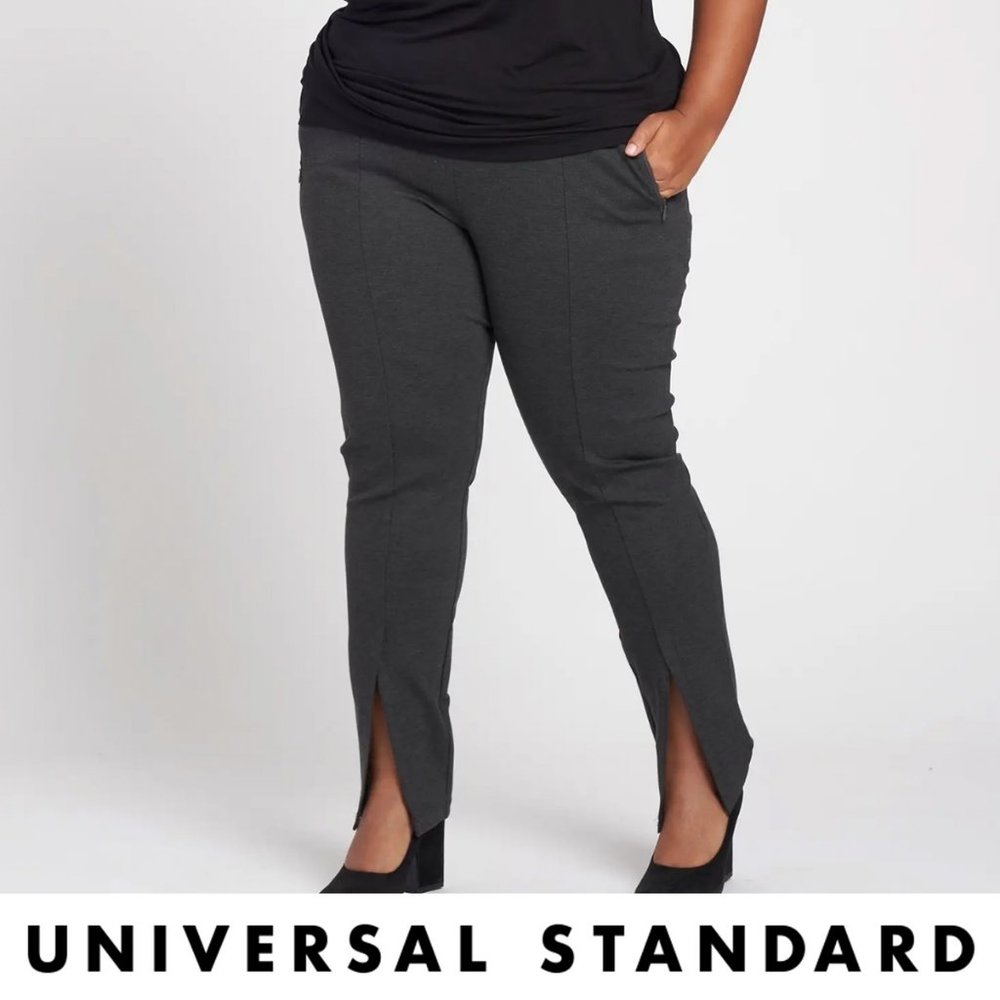Flaunt Slit Signature Ponte Pants in Charcoal (L)